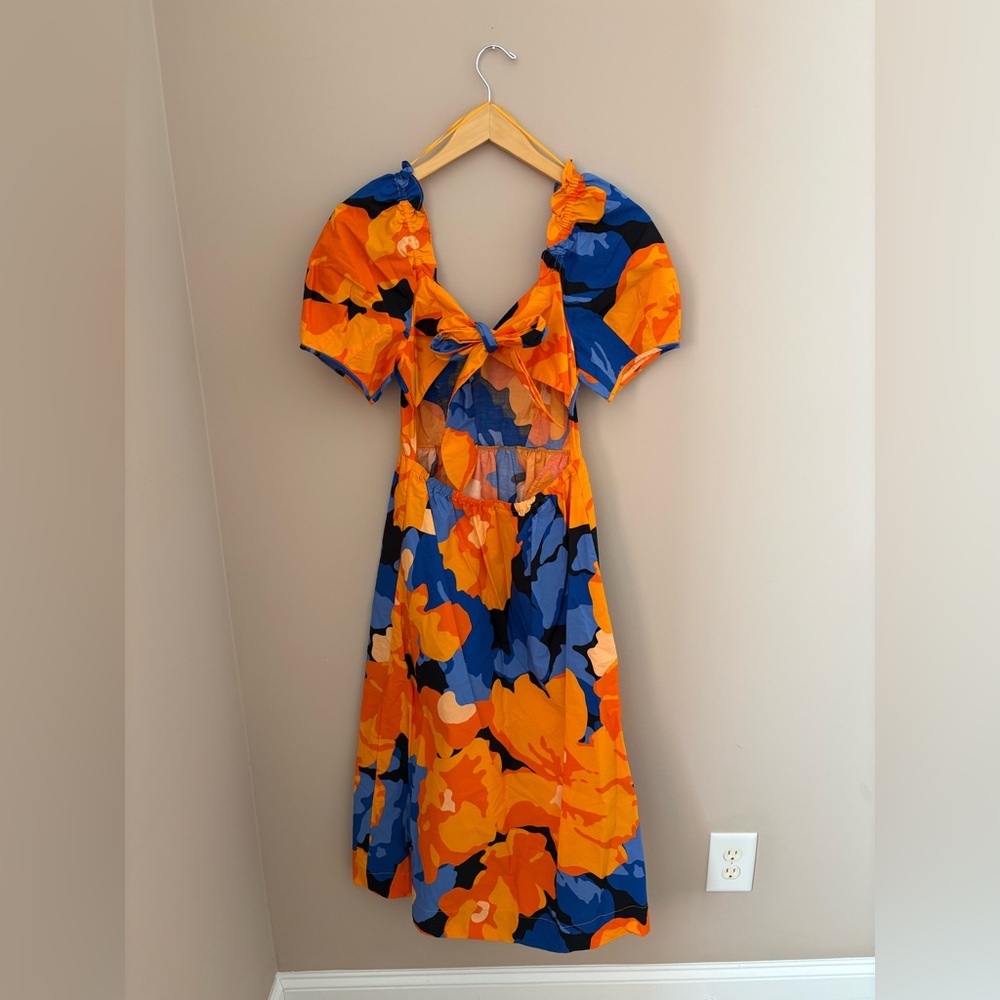 Tabitha Brown Bold Orange and Blue Midi Dress Size 4 NWOTs - Picture 4 of 4